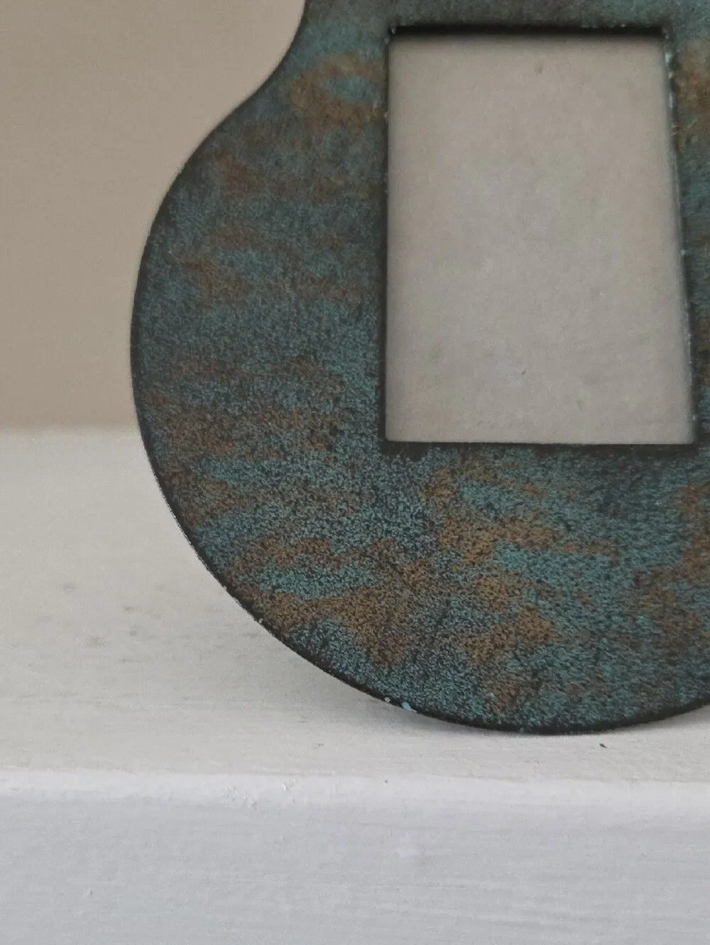 Rustic Teal and Bronze Pear-Shaped Photo Frame